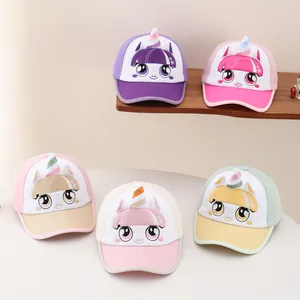 Casquette de baseball pour bambins avec oreilles licorne 3D et broderie pour la protection solaire