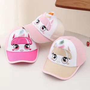 Casquette de Baseball Broderie Licorne Dessin Animé pour Enfants Avec Cornes et Oreilles 3D Protection Solaire Chapeau Réglable en Mélange de Coton