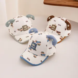 Kids Cartoon Dog Baseball Cap With 3D Ears Cotton Blend Sun Protection Adjustable Toddler Hat For Boys Girls Outdoor Travel