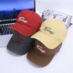 Vintage Letter Embroidery Washed Cotton Baseball Cap For Kids Adjustable Sun Protection Streetwear Fashion Snapback Hat