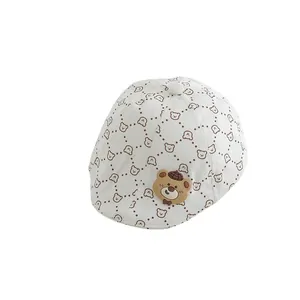 Gorra blanca para bebé con estampado de oso y parche 3D para protección solar de verano infantil
