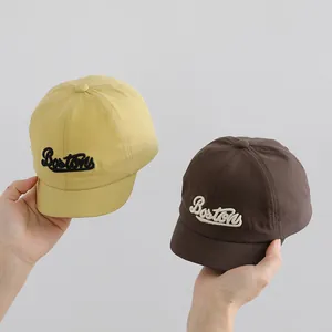 Gorra de béisbol de algodón para niños con bordado de Boston en amarillo y marrón