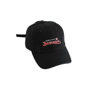 Black vintage cotton baseball cap for kids with NICE DAY Basketball embroidery details