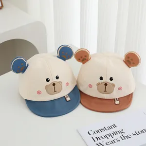Detail of baby bear baseball caps featuring cute 3D ears and small bear charm
