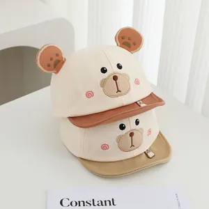 Infant bear baseball cap with cute ears and soft brim for boys and girls aged 1-3