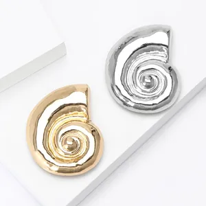 Minimalist Alloy Snail Shell Brooch Pin Women Nautilus Hammered Gold Silver Color Fashion Clothing Jewelry Accessory