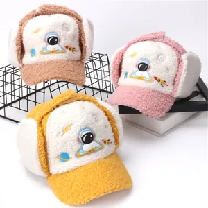 Kids Winter Lei Feng Hat Cartoon Astronaut Embroidery Thick Warm Polar Fleece Earflap Trapper Hat Windproof Hat For Boys Girls Outdoor