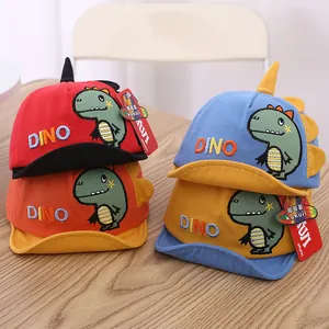 Cartoon Dinosaur Baby Baseball Cap With 3D Fins Soft Brim Toddler Sun Hat Cotton Embroidery Dinosaur Cap For Infants Boys Girls