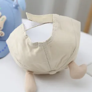 Close-up of baby baseball cap back with adjustable velcro strap and plush details