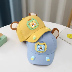 Simpatico cappellino da baseball tigre per bambini con orecchie in giallo e blu