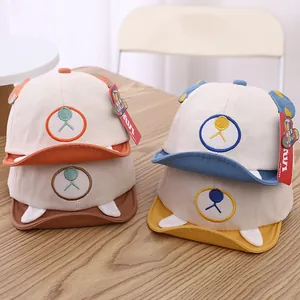 Cartoon Bear Ears Baby Baseball Cap Cotton Breathable Toddler Peaked Sun Hat For Infant Boys Girls Soft Brim Outdoor Adjustable Cap
