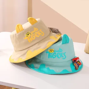 Cappello da sole per bambini con simpatico tigre, orecchie 3D e tesa ondulata morbida