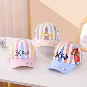 Kids baseball cap with Kukuji embroidery and colorful stripes in three color variants
