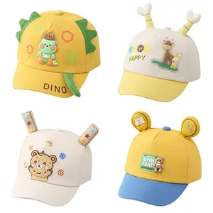 Cartoon Animal Kids Baseball Cap Infant Toddler Dimensional Ears Dinosaur Bear Cotton Sun Hat Outdoor Peaked Cap For Boys Girls