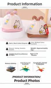 Detailed size guide for breathable infant rabbit mesh hats with cute ear decorations