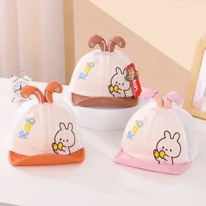 Three-pack of baby rabbit baseball caps with breathable mesh and cute soft brims