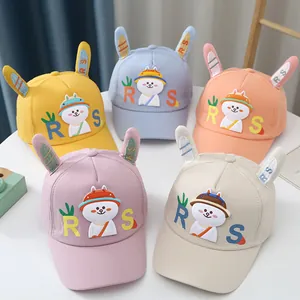 Mignonne Casquette de Baseball pour Enfants avec Oreilles de Lapin pour Garçons Filles en Coton Respirant Pare-soleil Lettre RS Réglable
