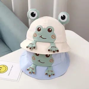 Chapeau bob bébé motif grenouille avec yeux 3D et broderie pour la protection solaire