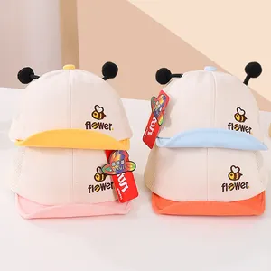 Gorra de Béisbol de Malla de Verano para Bebé Con Antenas de Abeja 3D Sombrero Transpirable de Protección Solar Ala Blanda