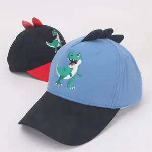 Kinder-Baseballkappen mit Cartoon-Dinosaurier-Stickerei und 3D-Flossendetails