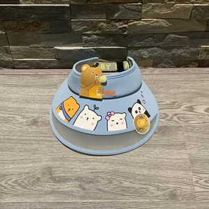 Light blue kids sun visor hat with cute cartoon bears and UPF 50+ protection