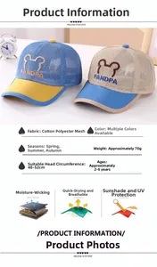 Détail d'une casquette de baseball respirante pour enfants avec broderie d'ours