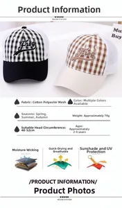 Detail of mesh baseball cap with Frog embroidery and size specs for 2-6 years