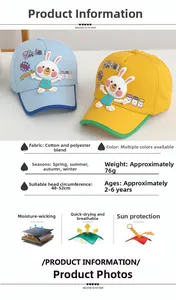 Détails de casquettes baseball enfant avec lapin 3D et guide des tailles de chapeau