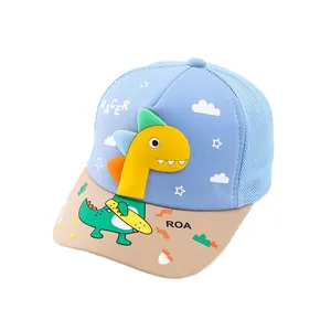Gorra de dinosaurio 3D para niños con malla transpirable y dibujo animado de skate