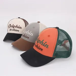 Mesh trucker hat for kids with Dolphin Archive embroidery in three stylish color combinations