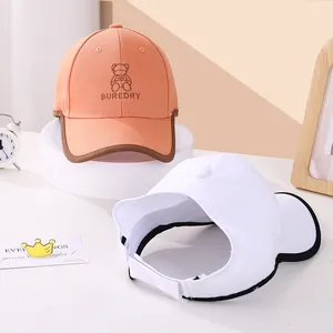 Detail of adjustable Velcro strap and hollow top on a cotton kids' baseball cap