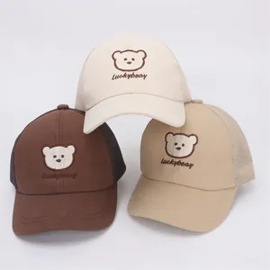 Cappellini da baseball per bambini in rete traspirante con ricamo Luckybear in tre colori