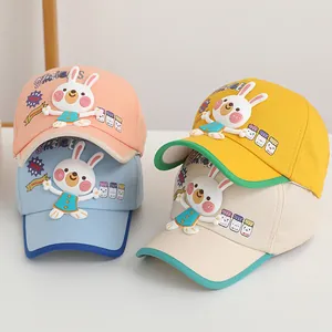 Casquette à Visière Dessin Animé Lapin pour Tout-petits Coton Polyester Respirant Protection Solaire Casquette Baseball Enfants Filles Garçons