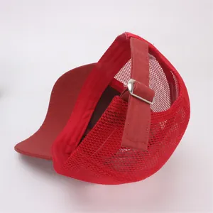 Adjustable silver metal buckle and red mesh breathable back of children baseball cap