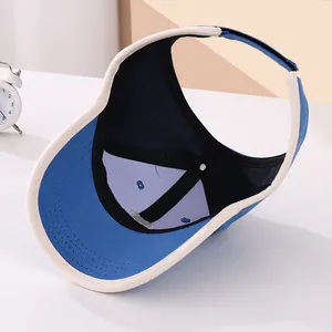 Blue kids visor cap with breathable mesh lining and adjustable buckle strap