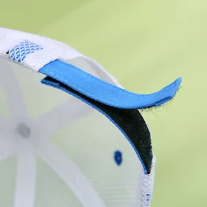 Detail of adjustable Velcro strap and breathable mesh on children's baseball cap