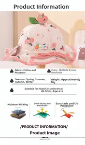 Detailed corduroy texture of kids cherry bucket hat with soft embroidery and cotton lining