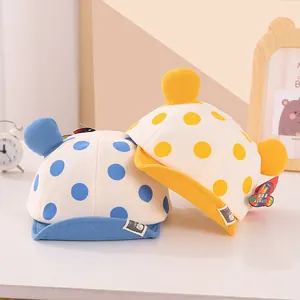Baby cotton baseball cap with polka dots and cute 3D ears for toddlers 0-3 years
