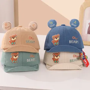 Baby Infant Corduroy Baseball Cap Cute Cartoon Bear Ears Soft Brim Sun Hat For Toddler Boys Girls Adjustable Spring Autumn