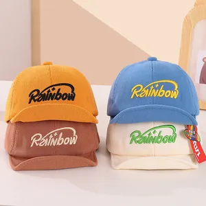 Baby Soft Brim Baseball Cap Rainbow Letter Embroidery Cotton Blend Sun Hat Korean Style Peaked Hat For Infants Toddlers