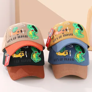 Cappellino da Baseball in Velluto a Coste con Ricamo Dinosauro per Bambini LED Luminoso Cappello da Sole Patchwork per Ragazzi Ragazze