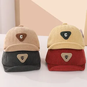 Baby Corduroy Baseball Cap Letter C Patch Soft Brim Toddler Infant Autumn Winter Warm Adjustable Hat For Boys Girls