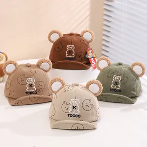 Cappellino da Baseball in Velluto a Coste con Orecchie di Orso per Neonato Berretto Regolabile Autunno Inverno Bambini