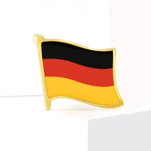 Exquisite Alloy Enamel Germany Flag Brooch Pin For Men Women Golden Wave Shaped Lapel Pin Badge Fashion Clothing Accessory