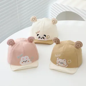 Casquettes de baseball bébé avec oreilles d'animaux rose crème et kaki chapeaux soleil
