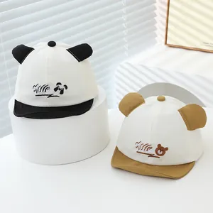 Casquette bébé avec oreilles d'animaux 3D et broderie panda pour protection solaire