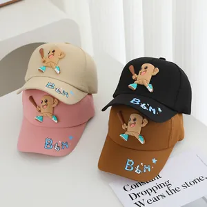 Kids Cartoon Baseball Cap Cotton Blend 3D Mascot Sun Protection Adjustable Duck Tongue Hat For Toddlers Boys Girls