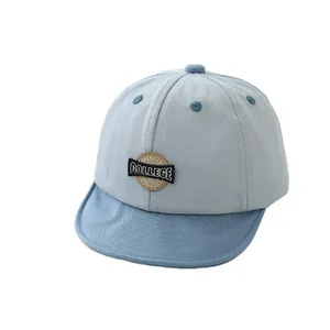 Soft brim color-block baby baseball cap with American College athletic embroidery