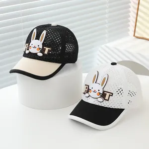 Breathable summer mesh baseball cap with 3D bunny patch and contrast brim detail