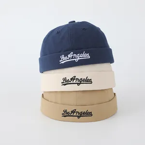 Gorros docker para niños con bordado de Los Angeles en marino, beige y caqui
